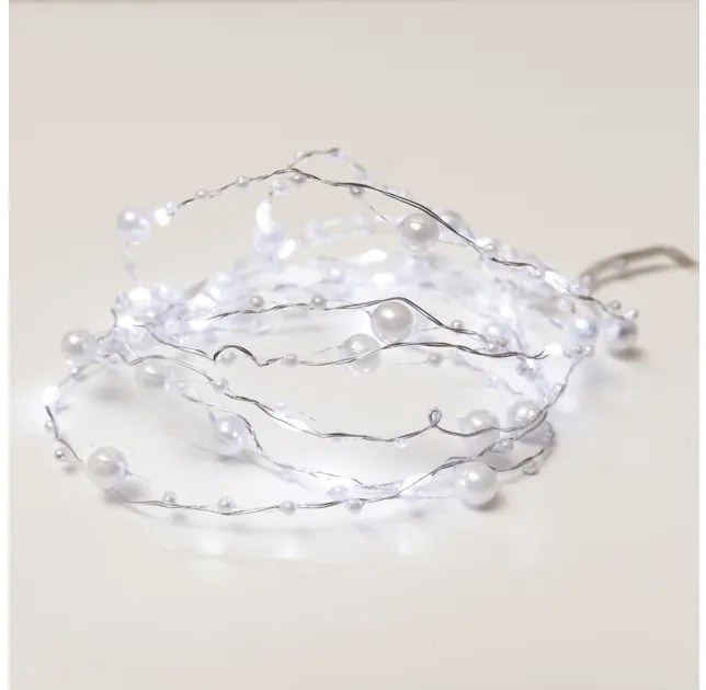 Λαμπάκια Σειρά 20 LED IP20 PEARL Μπαταρίας Λευκό-Ασημί XSW20W2APEARL ACA-XSW20W2APEARL-Λευκό-Ασημί XSW20W2APEARL