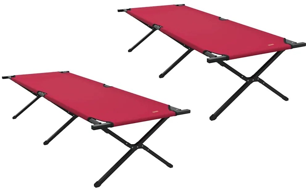 vidaXL Αναδιπλούμενο Κρεβάτι Κάμπινγκ 2 pcs Κόκκινο Ύφασμα Oxford