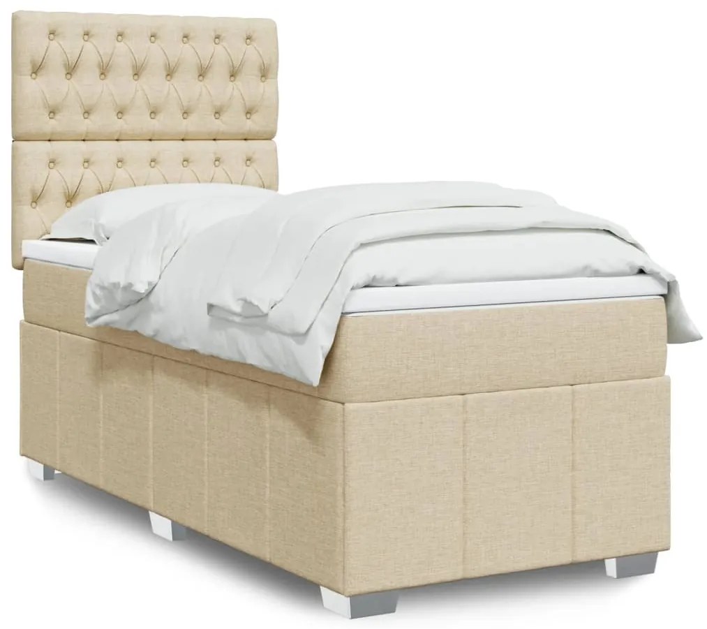 vidaXL Κρεβάτι Boxspring με Στρώμα Κρεμ 80 x 200 εκ. Υφασμάτινο