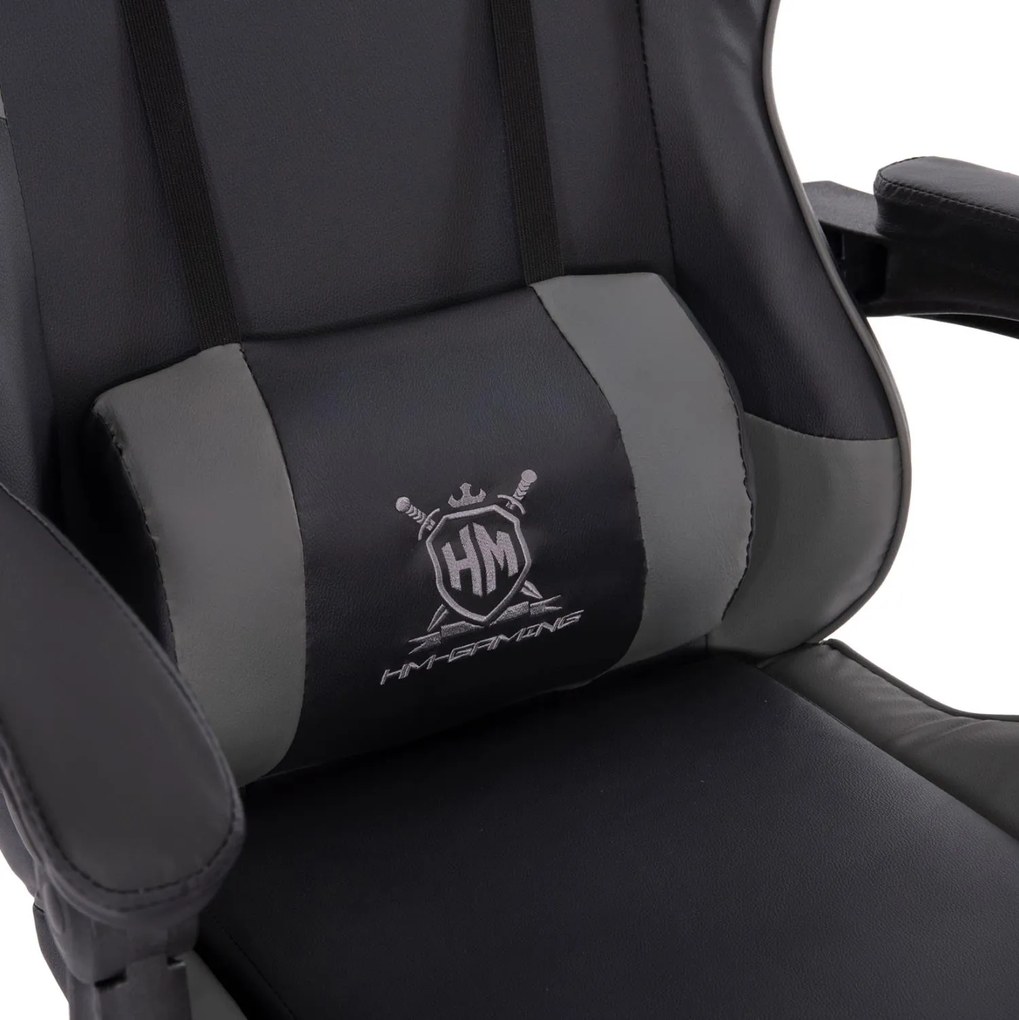 ΠΟΛΥΘΡΟΝΑ GAMING DARREN ΜΑΥΡΟ-ΓΚΡΙ PVC & NYLON 51x49x125Υεκ.