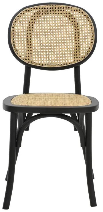 Καρέκλα Zoel μαύρο ξύλο οξιάς-φυσικό rattan 45x52x82εκ 45x52x82 εκ.