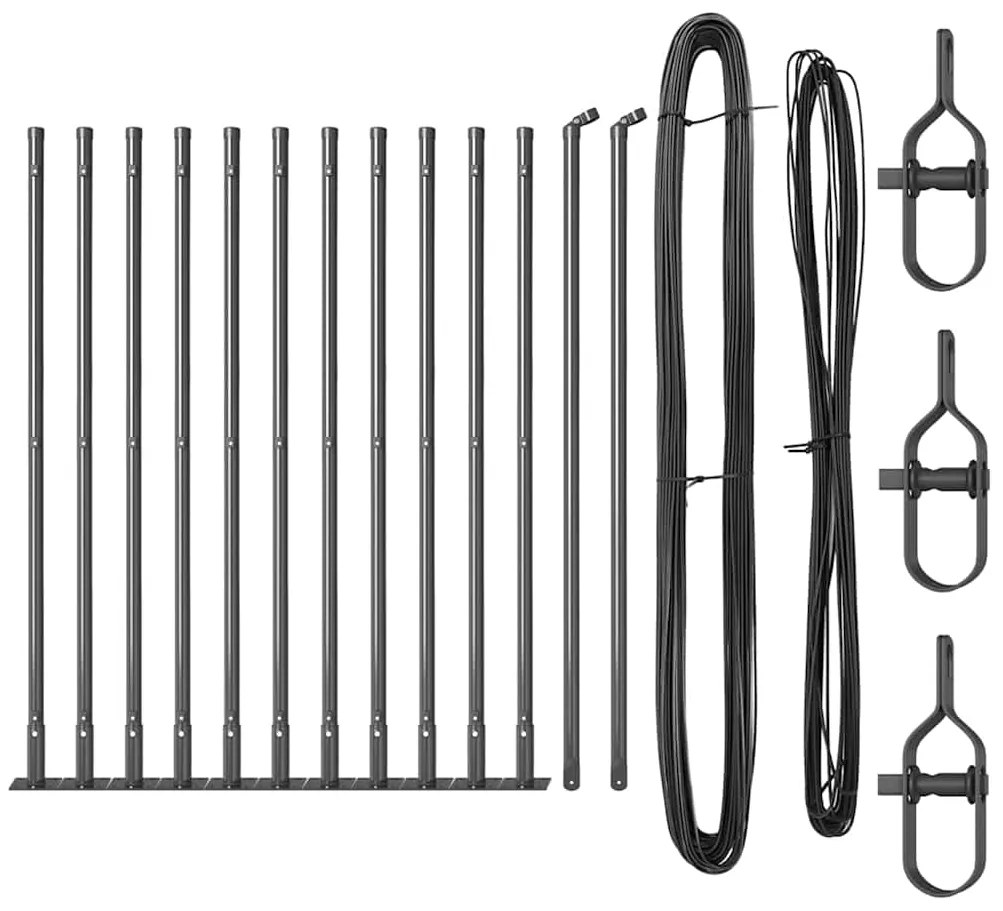 vidaXL Πό posts φράχτη 13 pcs Γκρι Ø32mm 70 εκ Γαλβανισμένος χάλυβας