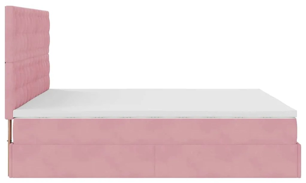 Οθωμανικό κρεβάτι με στρώματα &amp; LEDs Ροζ 160x200cm Velvet 3314479