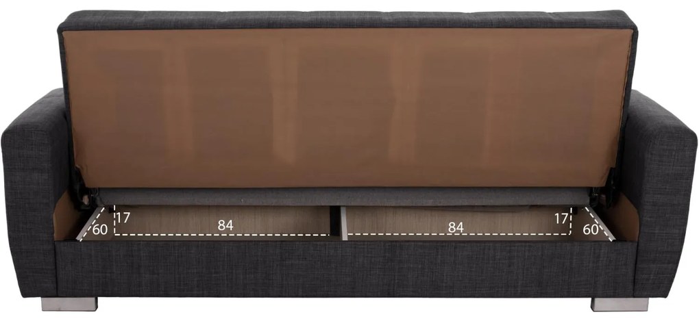 Καναπές - Κρεβάτι Polya 3θέσιος Γκρί 215x80x77Υ εκ. 215x80x77 εκ.