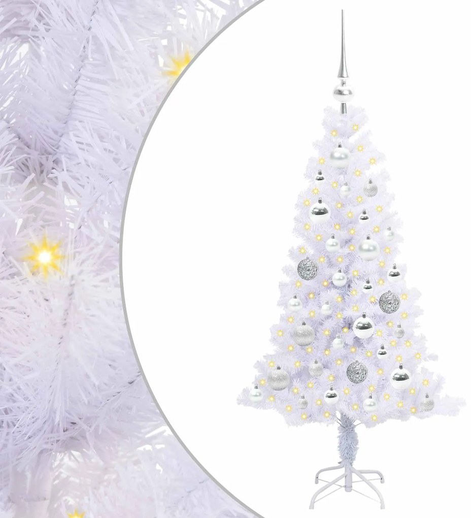 vidaXL Τεχνητό Χριστουγεννιάτικο Δέντρο Λευκό 120 cm PVC και Χάλυβας