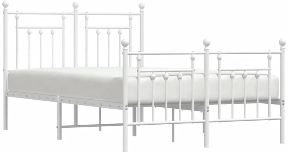 vidaXL Πλαίσιο Κρεβατιού με Κεφαλάρι&amp;Ποδαρικό Λευκό 120x200εκ. Μέταλλο