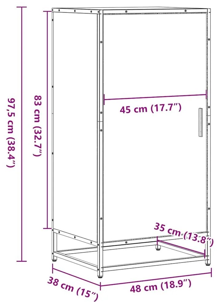 Ράφι παπουτσιών Γκρι Sonoma 48x38x97,5 cm Κατασκευασμένο ξύλο - Γκρι