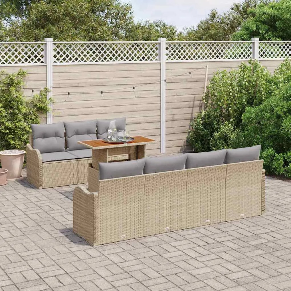 vidaXL Σετ Καναπέ Κήπου 8 pcs μπεζ και ανοιχτό γκρι 100 x 55 x 73 εκ