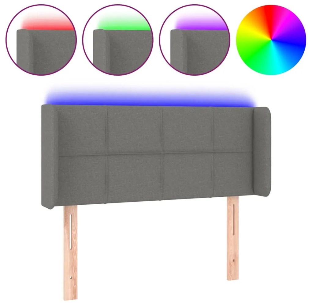 vidaXL Κεφαλάρι Κρεβατιού LED Σκούρο Γκρι 93x16x78/88 εκ. Υφασμάτινο