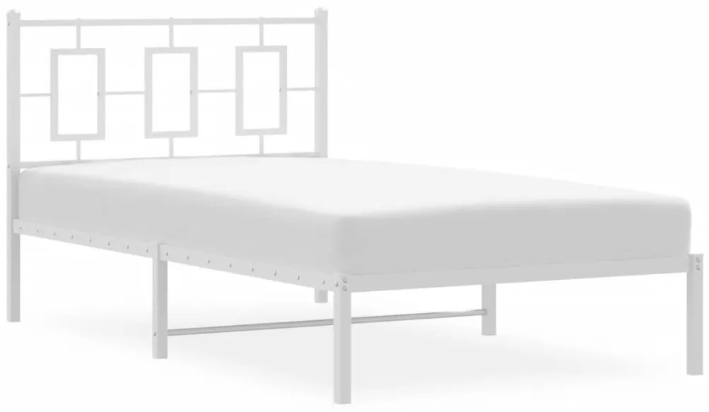 vidaXL Πλαίσιο Κρεβατιού με Κεφαλάρι Λευκό 100x190 εκ. Μεταλλικό