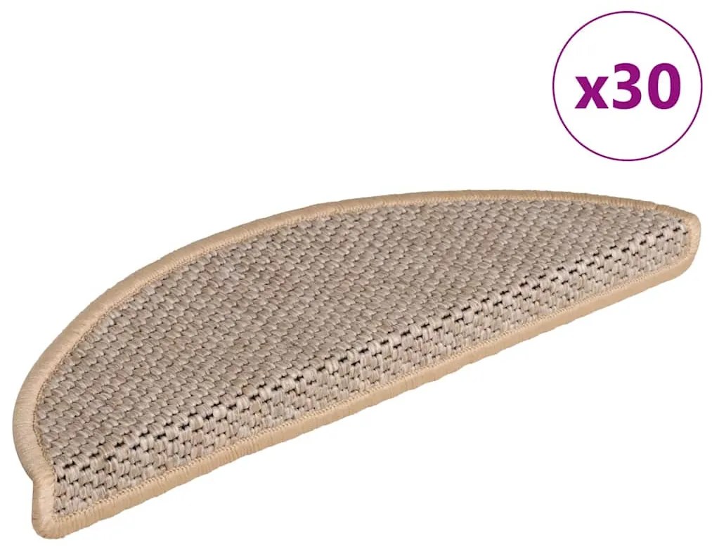 Πατάκια Σκάλας Αυτοκόλ. 30 τεμ. Όψη Σιζάλ Αν. Μπεζ 56x17x3 εκ.