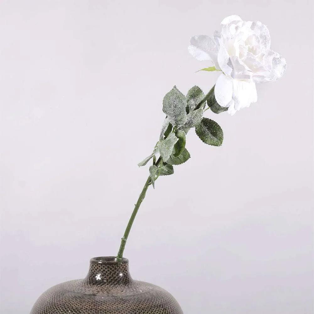 Τεχνητό Κλωνάρι Τριαντάφυλλο 3220-7 80cm White Supergreens Πολυαιθυλένιο