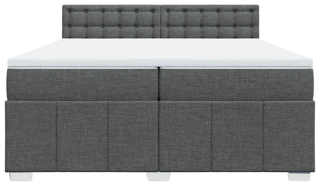 vidaXL Κρεβάτι Boxspring με Στρώμα Σκούρο Γκρι 200x200 εκ. Υφασμάτινο