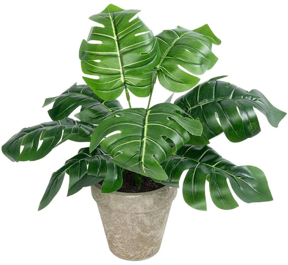 Τεχνητό Φυτό Σε Κασπώ Monstera 20895 Φ40x33cm Green-Grey GloboStar Πολυαιθυλένιο,Ύφασμα