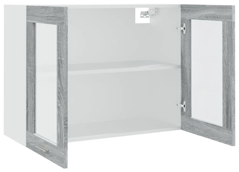 vidaXL Κρεμαστό Γυάλινο Ντουλάπι "Lyon" Γκρι Sonoma 80x31x60 εκ. από Τεχνητό Ξύλο