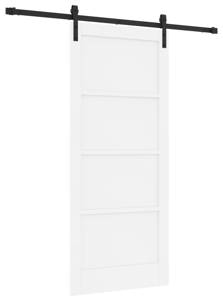 vidaXL Συρόμενη Πόρτα με Σετ Εξαρτημάτων Λευκή 86x198.5 εκ Συμπαγές Ξύλο Πεύκου