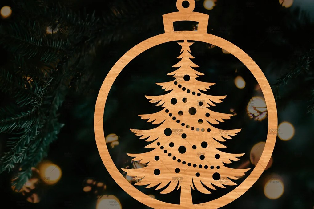 Intra απο ξύλο plywood 3mm-4mm πάχος – Στρογγυλό Χριστουγεννιάτικο Στολίδι Δίασταση  20x20 cm INTRAFABR-106941532