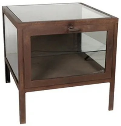 ΤΡΑΠΕΖΙ 60X60X60 CM RUSTY "FISHER" ΜΕΤΑΛΛΙΚΟ ΒΟΗΘ. ΜΕ ΓΥΑΛΙ