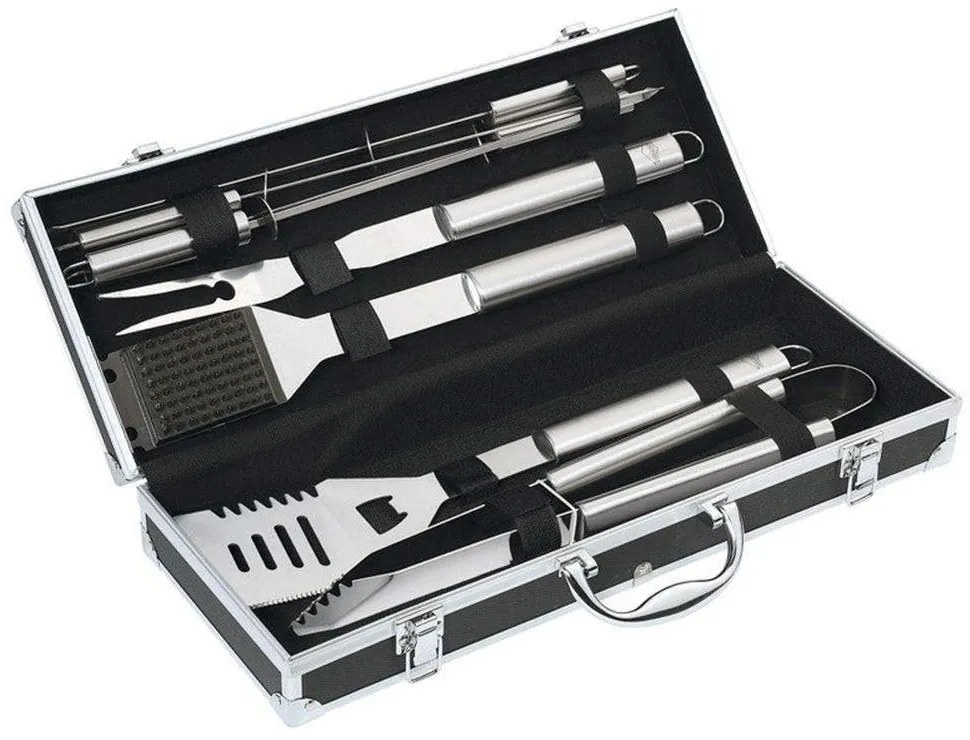 Εργαλεία Bbq Σε Θήκη Αλουμινίου Hoenix (Σετ 8Τμχ) 1069682808 Black-Silver Kuchenprofi Ανοξείδωτο Ατσάλι