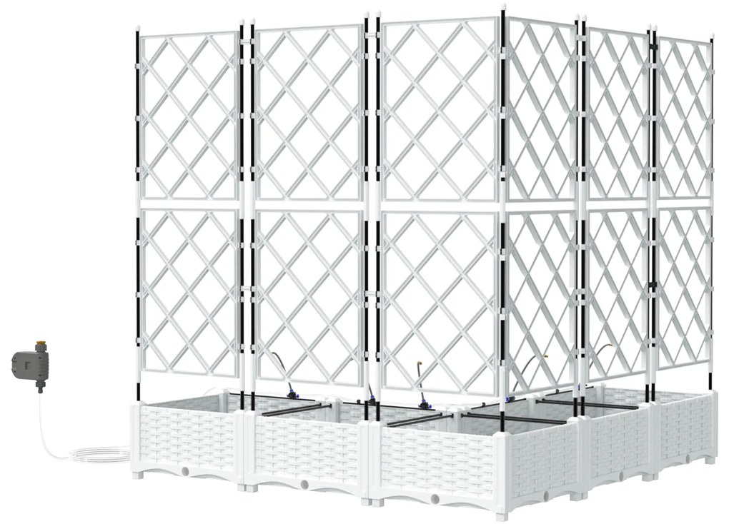 vidaXL Γλάστρες Κήπου 1 τεμ Καφασωτό Λευκό 120 x 120 x 126 cm Πλαστικό