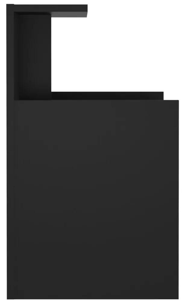 Κομοδίνα 2 τεμ. Μαύρα 40 x 35 x 60 εκ. από Μοριοσανίδα - Μαύρο