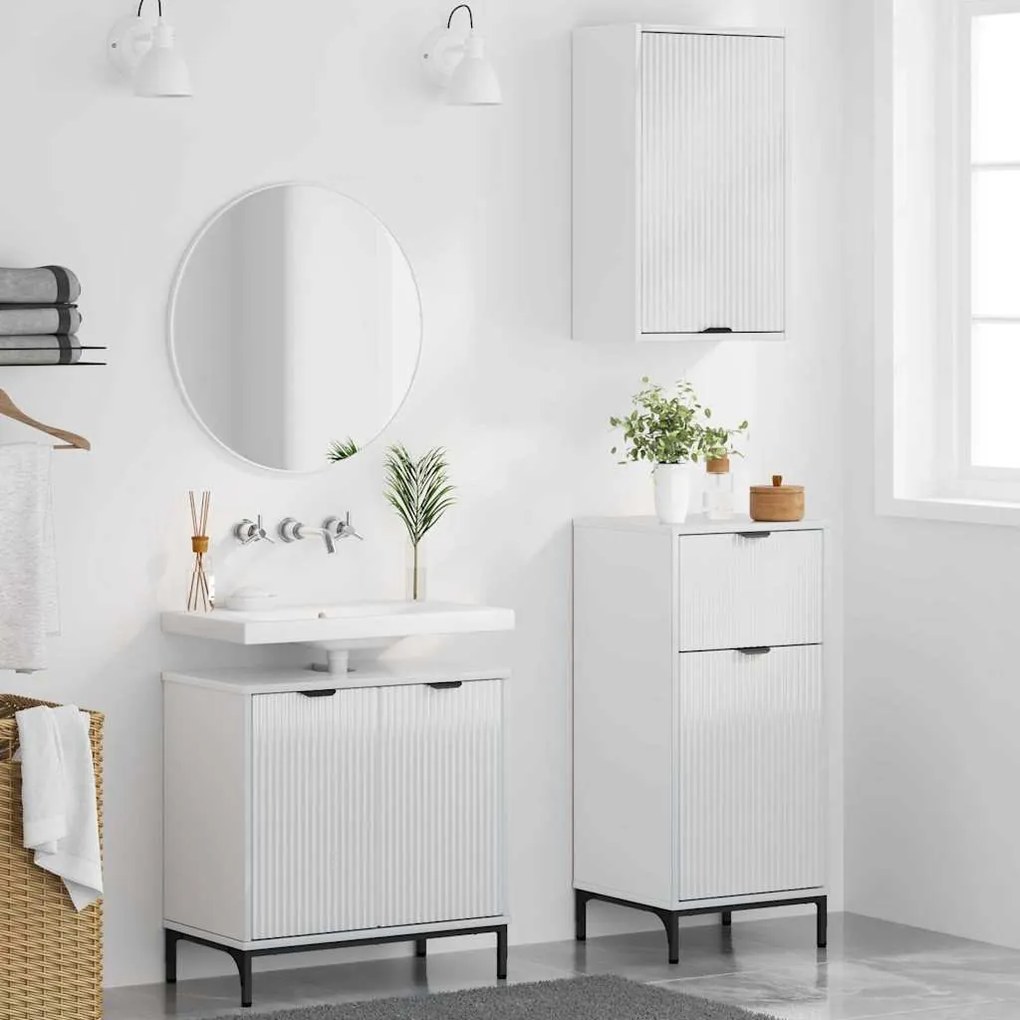 vidaXL Σετ Επίπλων Μπάνιου 3 pcs Γυαλιστερό λευκό 39.5 x 36 x 88 εκ
