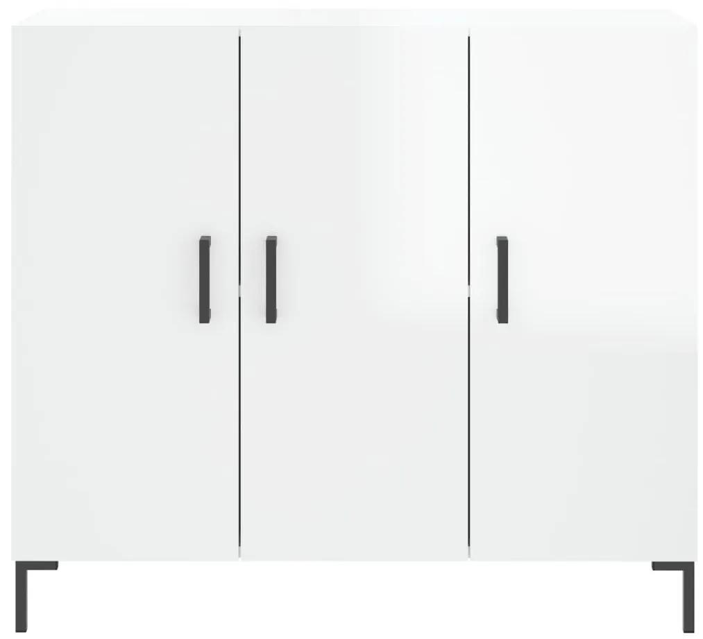 Ντουλάπι Γυαλιστερό Λευκό 90 x 34 x80 εκ. Επεξεργασμένο Ξύλο - Λευκό
