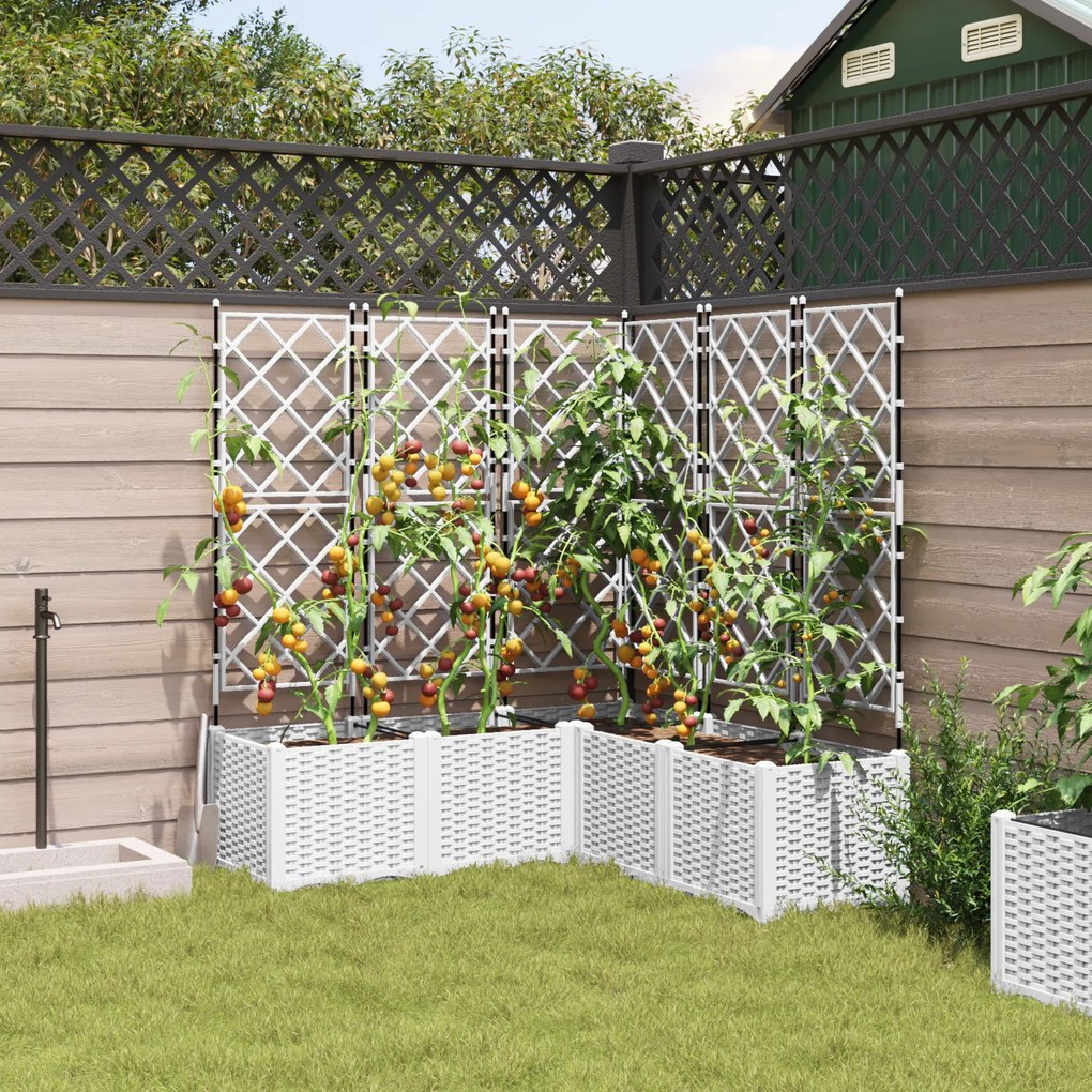 vidaXL Γλάστρα Κήπου με Πλέγμα 5 τμχ Λευκή 120x120x143 εκ
