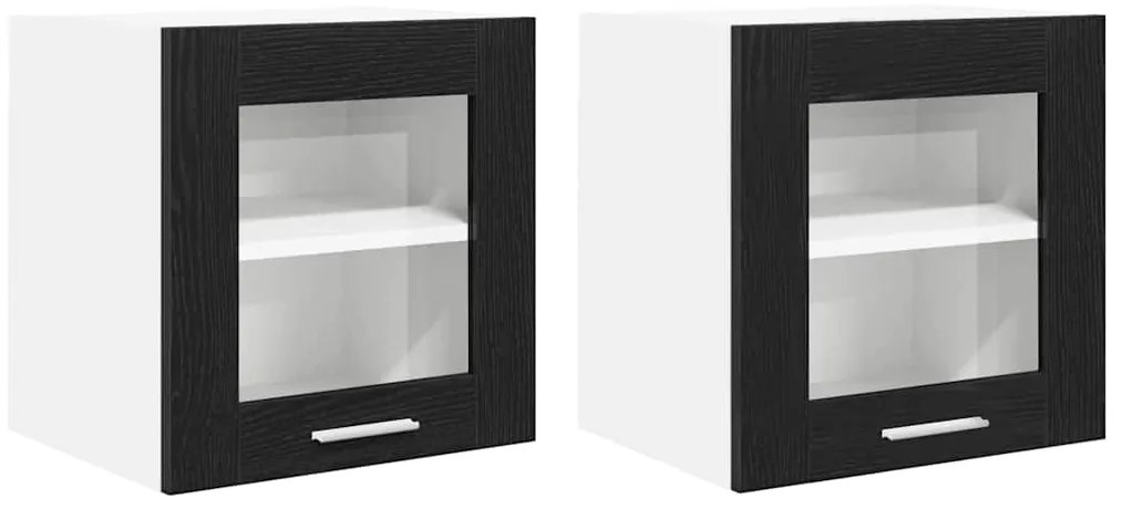 vidaXL Κρεμαστό ντουλάπι Riga 2 pcs Μαύρη Οξυά 40 x 31 x 40 εκ.