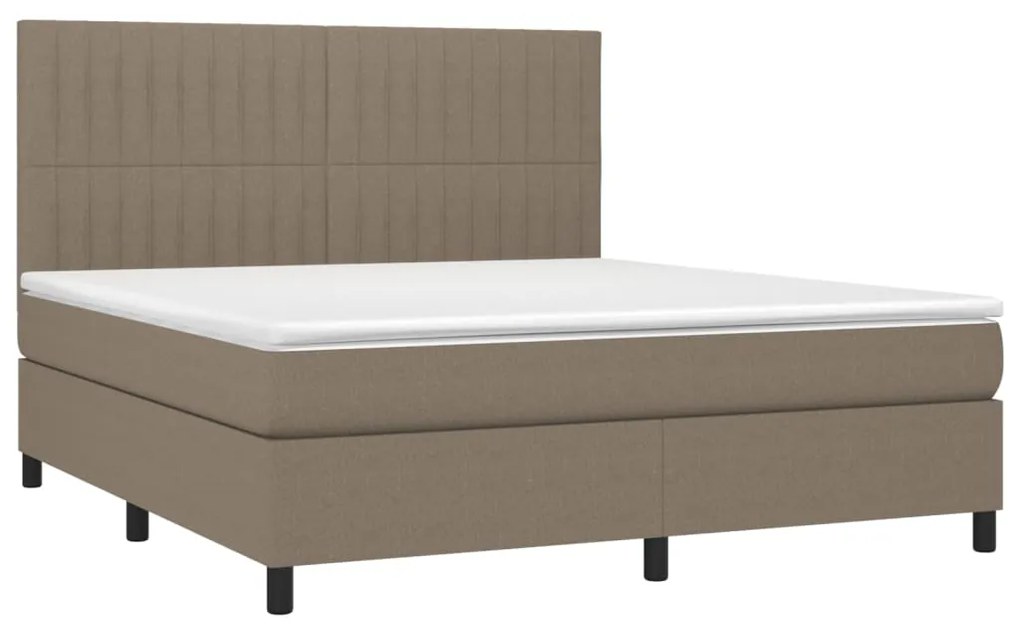 vidaXL Κρεβάτι Boxspring με Στρώμα &amp; LED Taupe 180x200 εκ. Υφασμάτινο