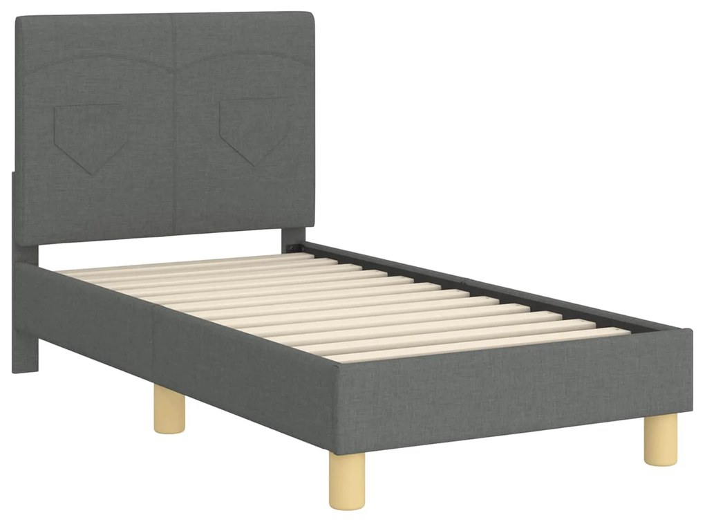 vidaXL Κρεβατική βάση για παιδιά με προσκέφαλο Σκούρο Γκρι 70 x 140 cm