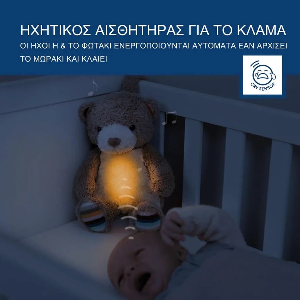 Βρεφικό Αρκουδάκι Bruno με εγγραφή φωνής &amp; λευκούς ήχους ZA-BRUNO-01 Zazu