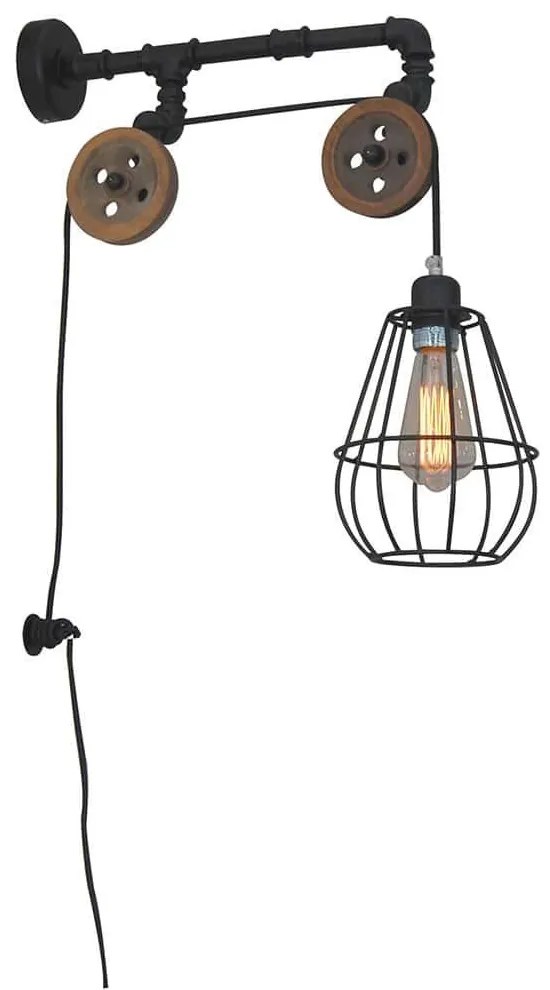 Φωτιστικό Τοίχου - Απλίκα HL-319W 77-3186 Ulbar Black Homelighting Metal,Wood