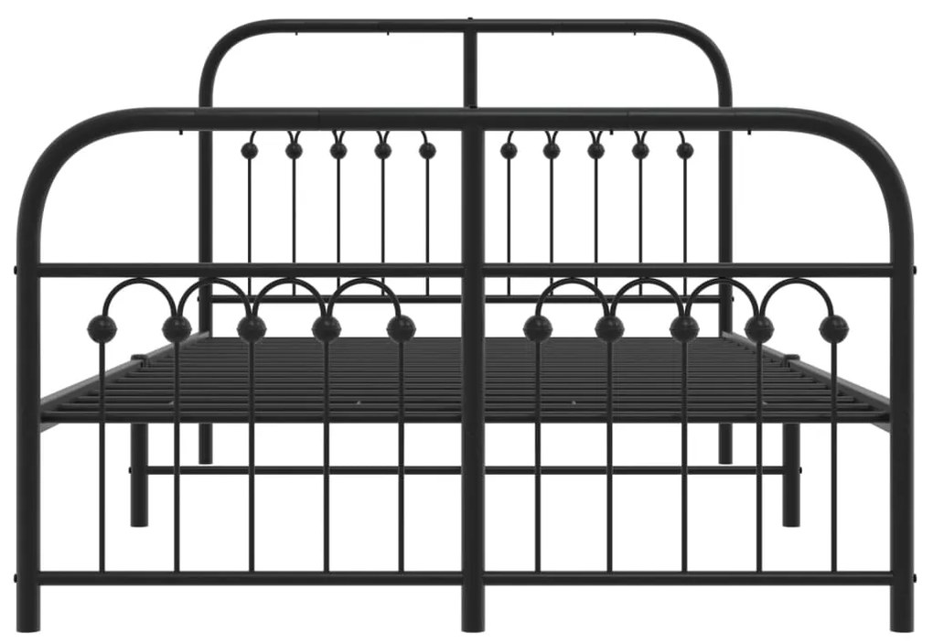 vidaXL Πλαίσιο Κρεβατιού με Κεφαλάρι&Ποδαρικό Μαύρο 120x190εκ. Μέταλλο