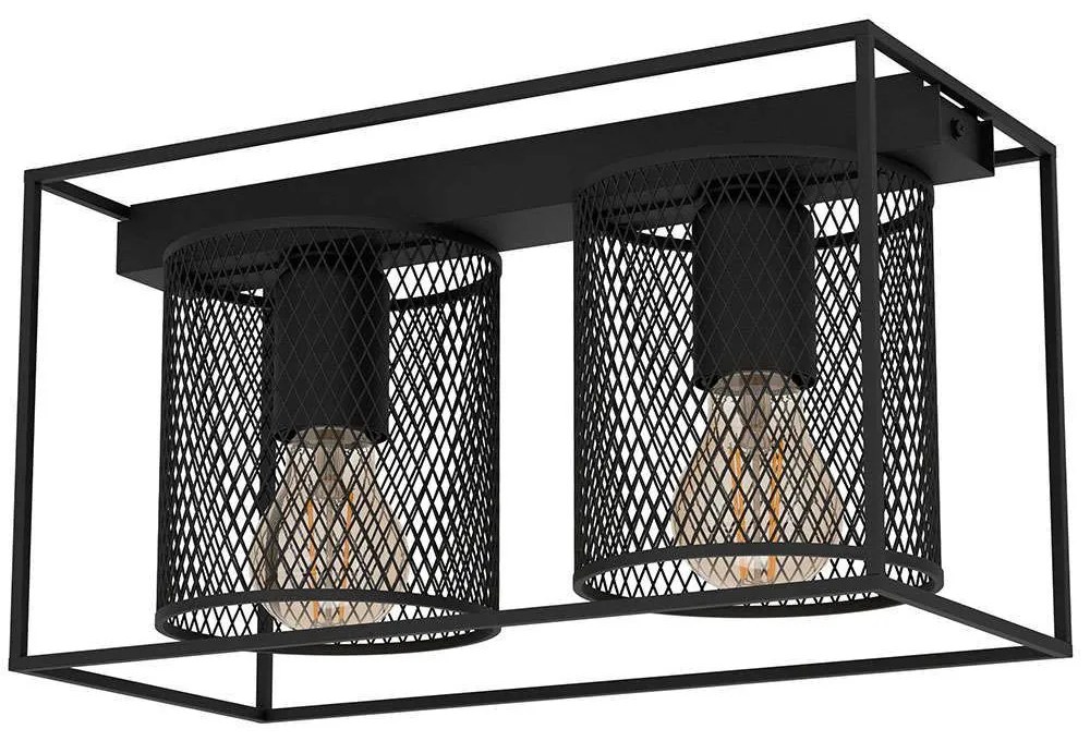Φωτιστικό Οροφής - Πλαφονιέρα Catterick 43772 35x16,5x19cm 2xΕ27 40W Black Eglo Steel