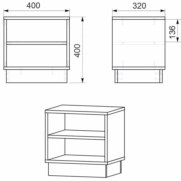 Κομοδίνο Mason pakoworld λευκό 40x32x40εκ - 184-000072 - 184-000072