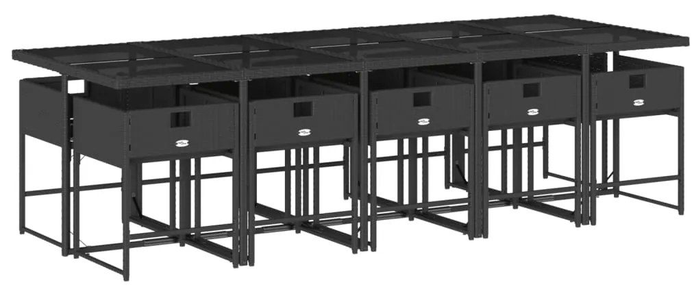 vidaXL Σετ Τραπεζαρίας Κήπου 11 τεμ Μαύρο από Συνθ. Ρατάν με Μαξιλάρια