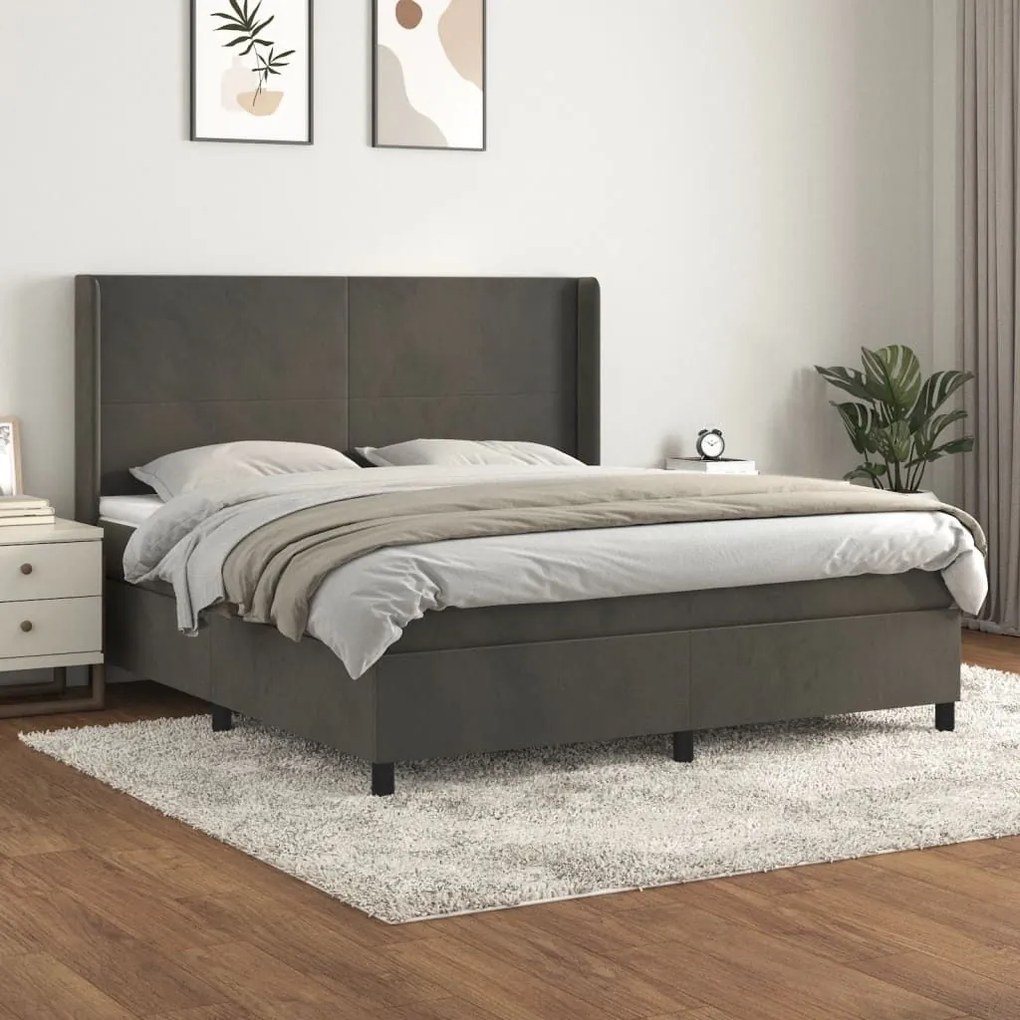 ΚΡΕΒΑΤΙ BOXSPRING ΜΕ ΣΤΡΩΜΑ ΣΚΟΥΡΟ ΓΚΡΙ 160X200 ΕΚ. ΒΕΛΟΥΔΙΝΟ 3132568