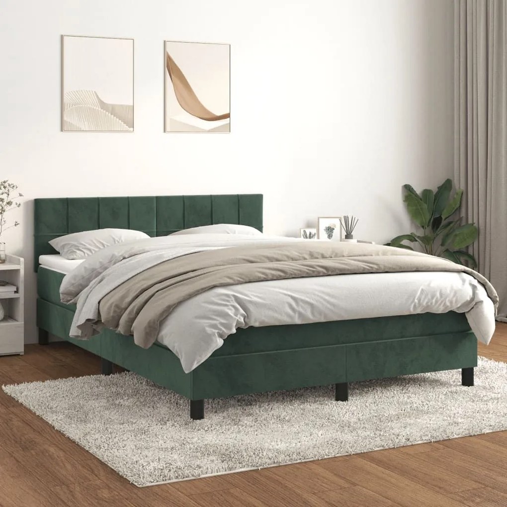 ΚΡΕΒΑΤΙ BOXSPRING ΜΕ ΣΤΡΩΜΑ ΣΚΟΥΡΟ ΠΡΑΣΙΝΟ 140X190ΕΚ. ΒΕΛΟΥΔΙΝΟ 3141302