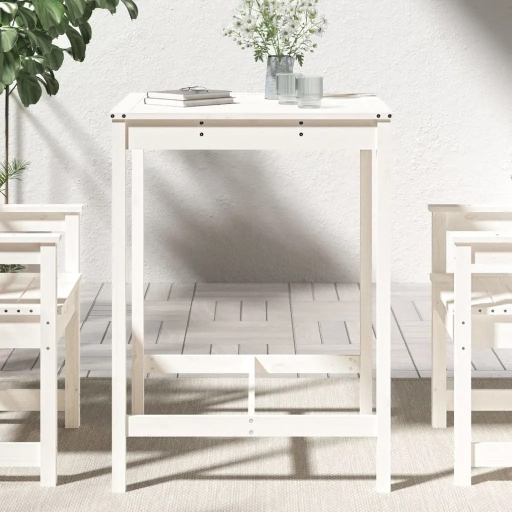 Τραπέζι Κήπου Λευκό 82,5 x 82,5 x 110 εκ. από Μασίφ Ξύλο Πεύκου - Λευκό