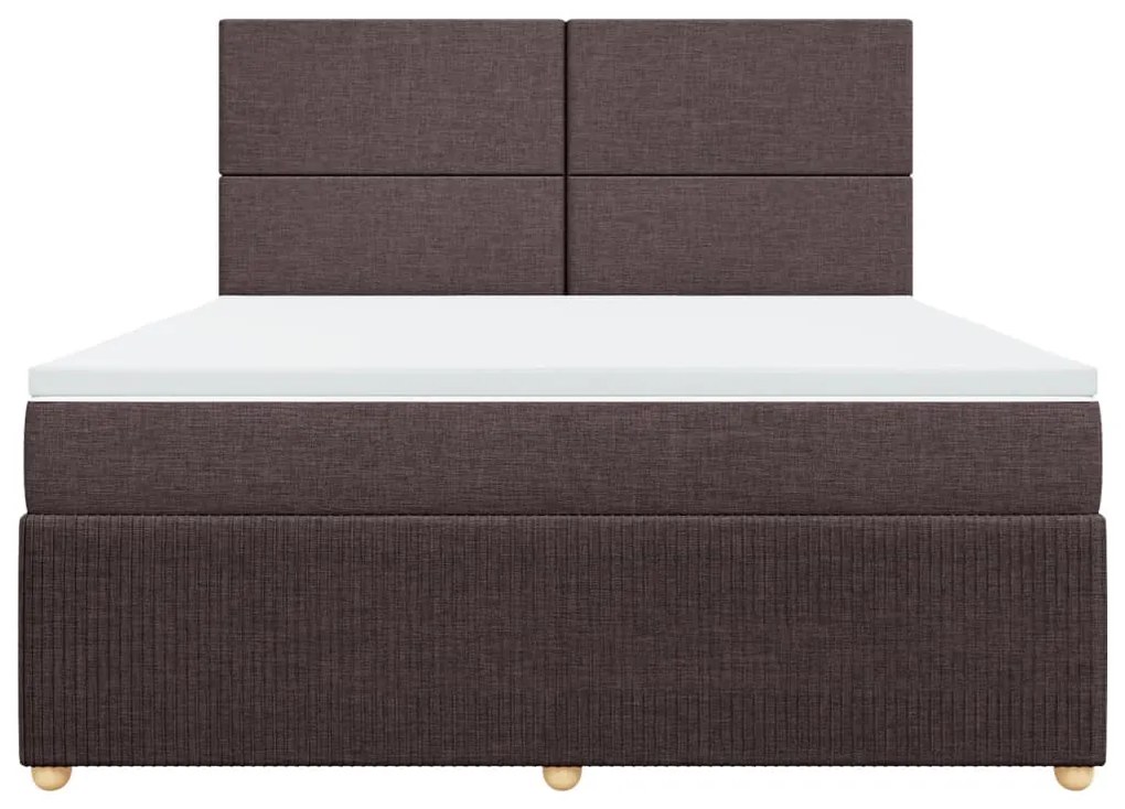 vidaXL Κρεβάτι Boxspring με Στρώμα Σκούρο Καφέ 180x200 εκ Υφασμάτινο