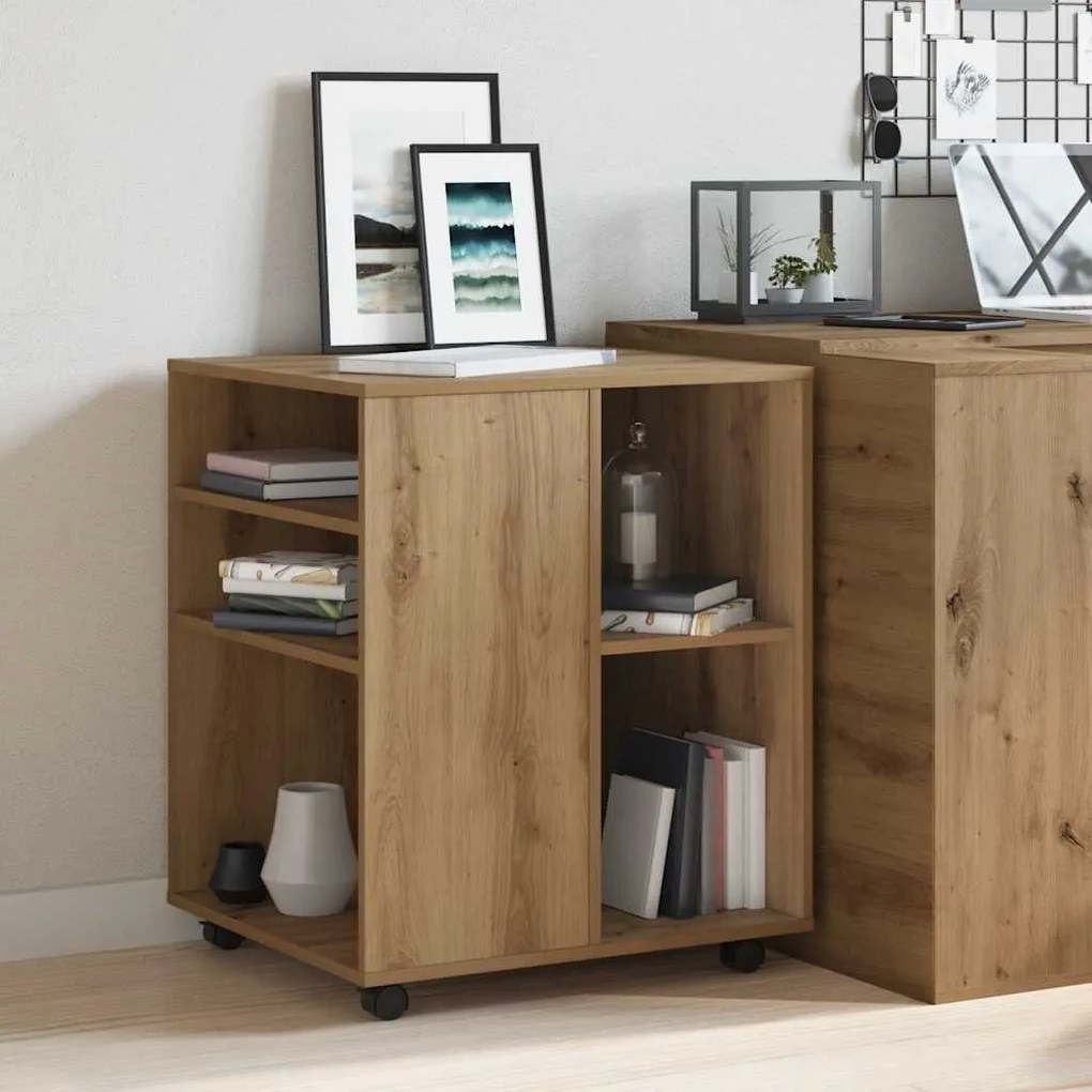 vidaXL Ντουλάπι Τροχήλατο Αρτισιανή Δρυς 60x53x72 εκ. Επεξεργ. Ξύλο