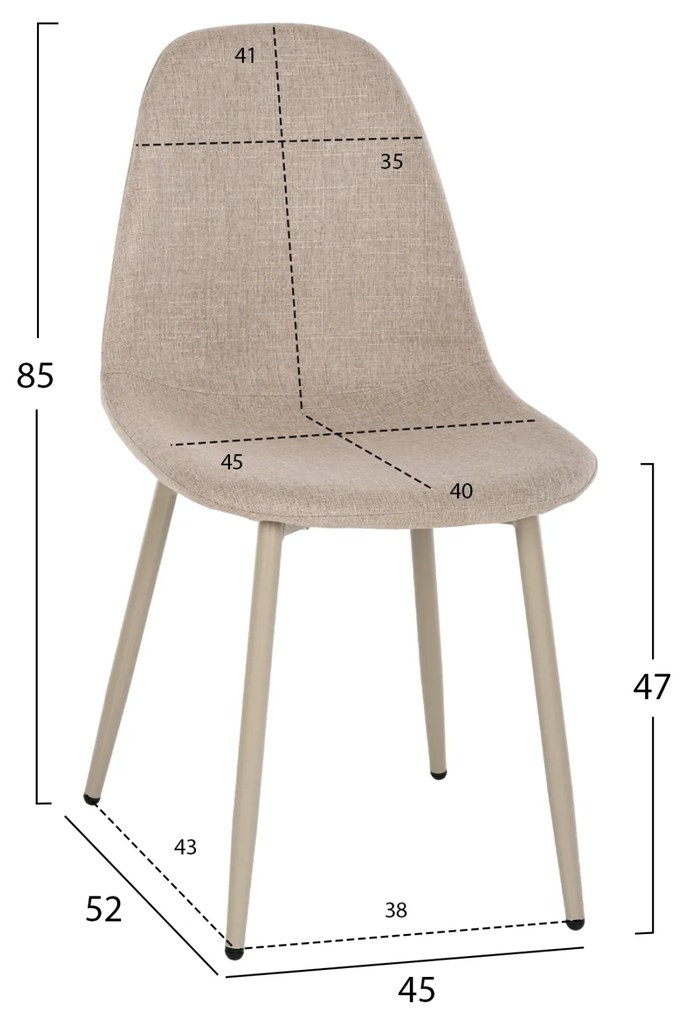 ΚΑΡΕΚΛΑ LEONARDO HM00100.07 ΥΦΑΣΜΑ ΜΠΕΖ ΚΑΙ ΚΑΦΕ ΜΕΤΑΛΛΙΚΑ ΠΟΔΙΑ 45x48x89.5Υεκ.