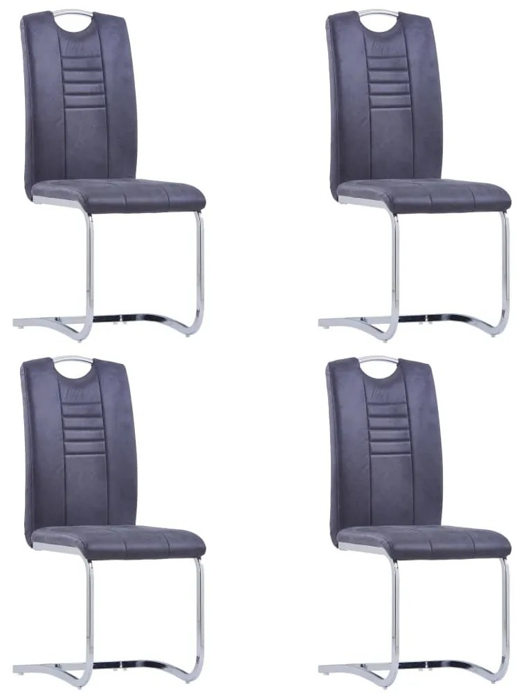 Καρέκλες Τραπεζαρίας «Πρόβολος» 4 τεμ. Γκρι Συνθετικό Καστόρι - Γκρι