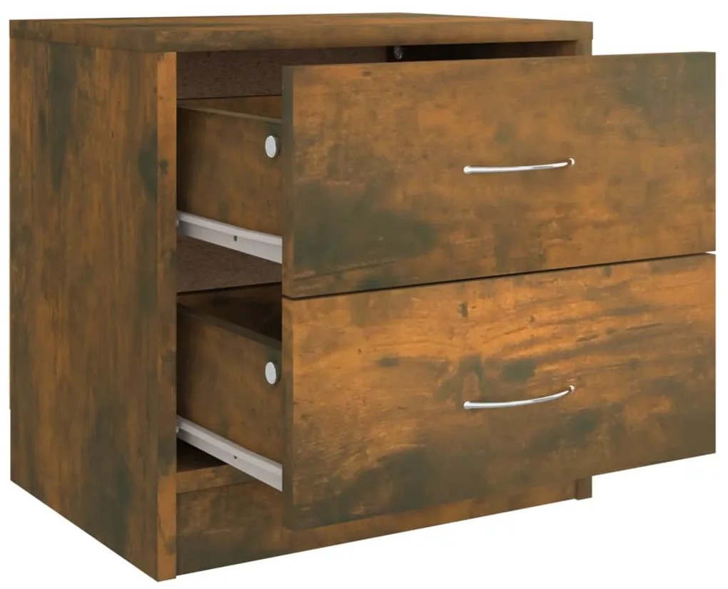 vidaXL Κομοδίνο Καπνιστή Δρυς 40 x 30 x 40 εκ. από Επεξεργασμένο Ξύλο