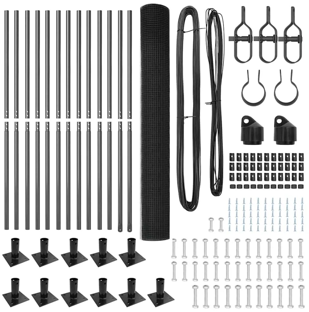 vidaXL Στύλος Περιφράξεων Γκρι 25 x 1,5 μ (12 x 12 mm πλέγμα) Ατσάλι
