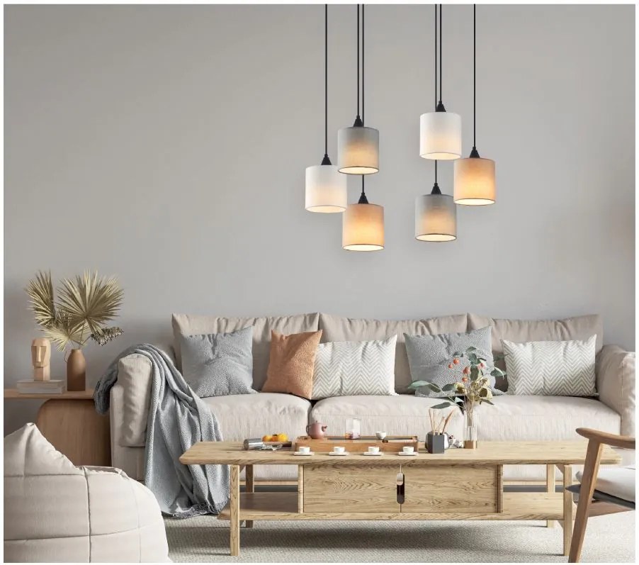 Φωτιστικό Οροφής  SE21-BL-B10-BL6-SH12 ADEPT FLEX White, Grey, Brown Fabric Shade Pendant+ - 51W - 100W - 77-8963