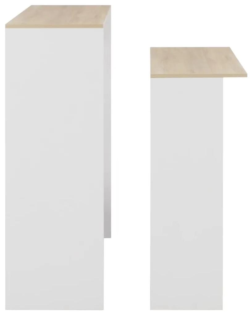 vidaXL Τραπέζι Μπαρ με 2 Επιφάνειες Λευκό/Χρώμα Δρυός 130x40x120 εκ.