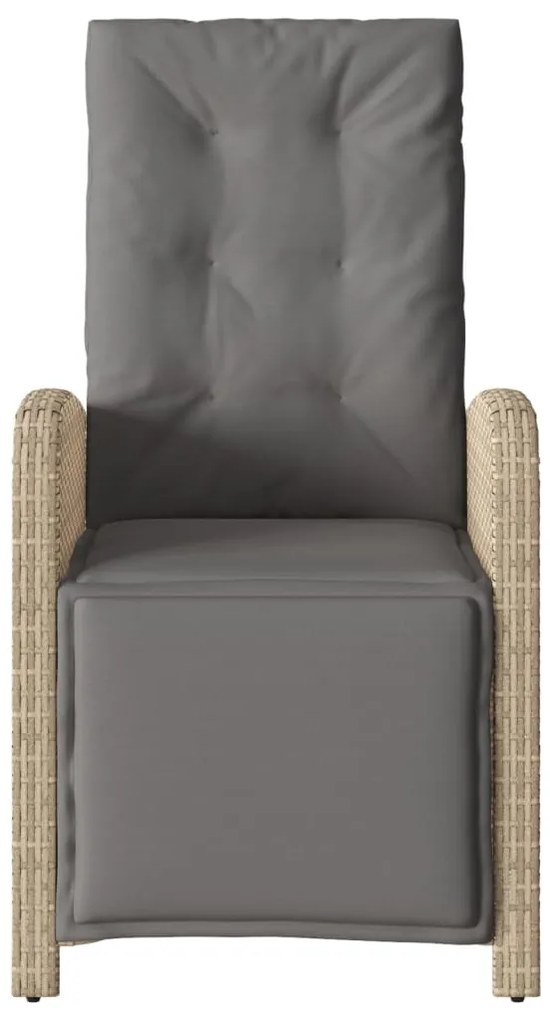 vidaXL Καρέκλες Κήπου Ανακλιν. 2 τεμ. Μικτό Μπεζ Συνθ. Ρατάν/Υποπόδιο