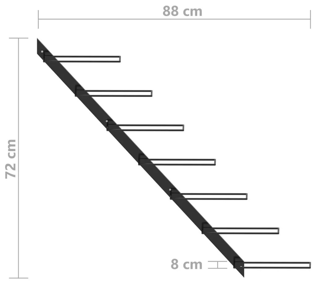 Βάση Κρασιών Τοίχου για 7 Φιάλες Μαύρη Μεταλλική - Μαύρο